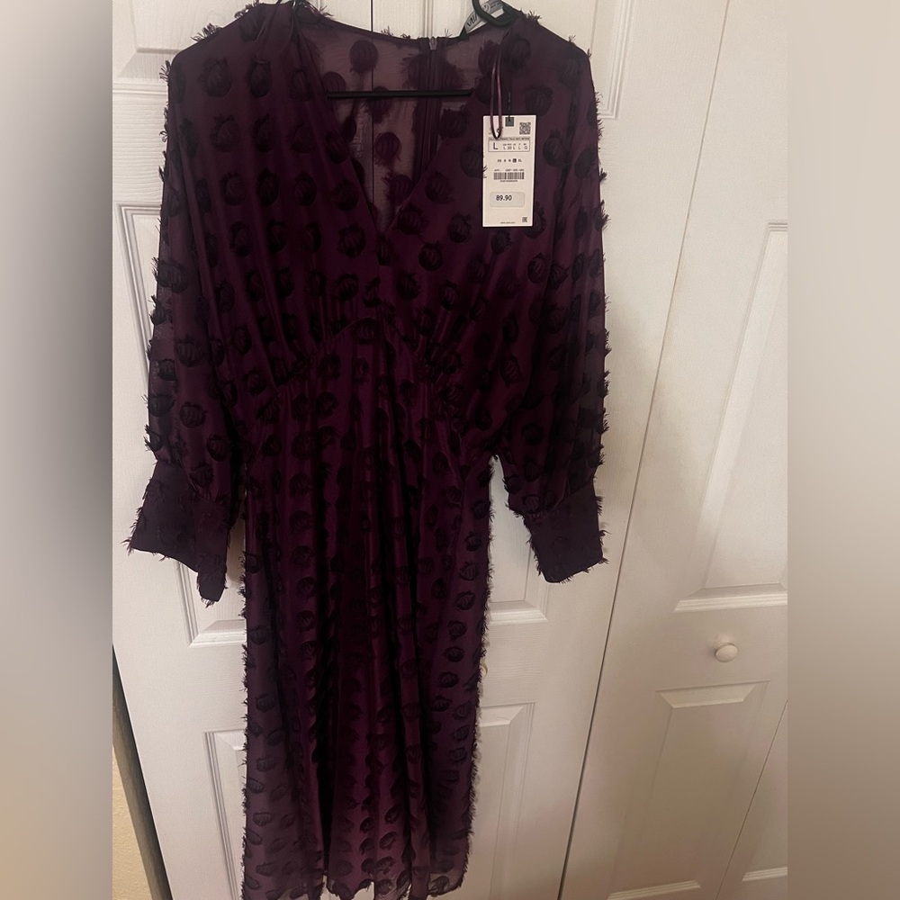 Chic ZARA Sheer Purple Midi Dress